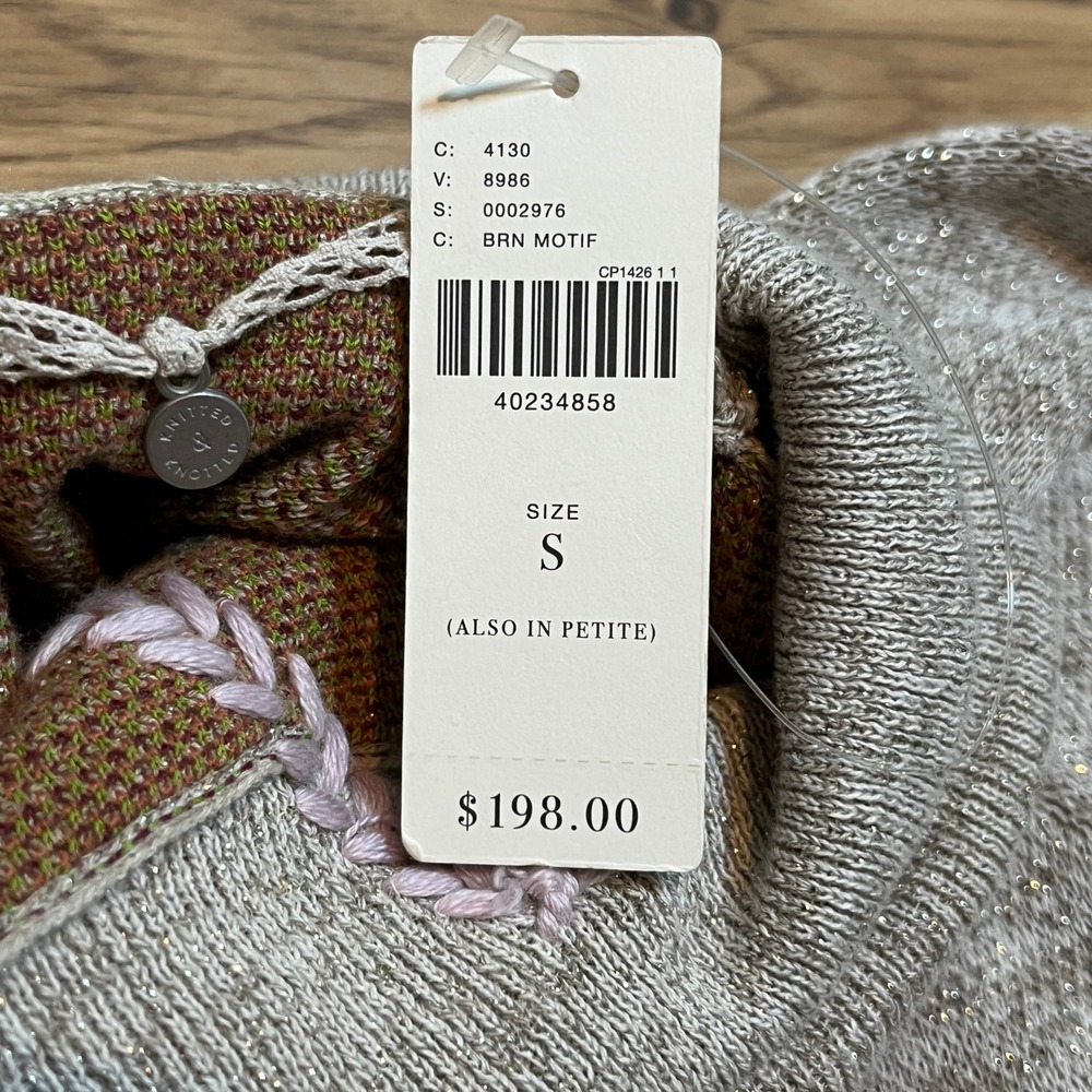 Anthropologie Knitted & Knotted Embroidered Swing Sweater Dress S Sequin NWT - Picture 5 of 16